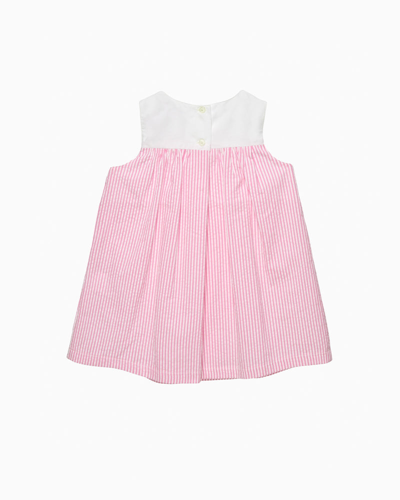 Confiture Dress Baby Pinafore Duck Dress in Bright Pink Stripe