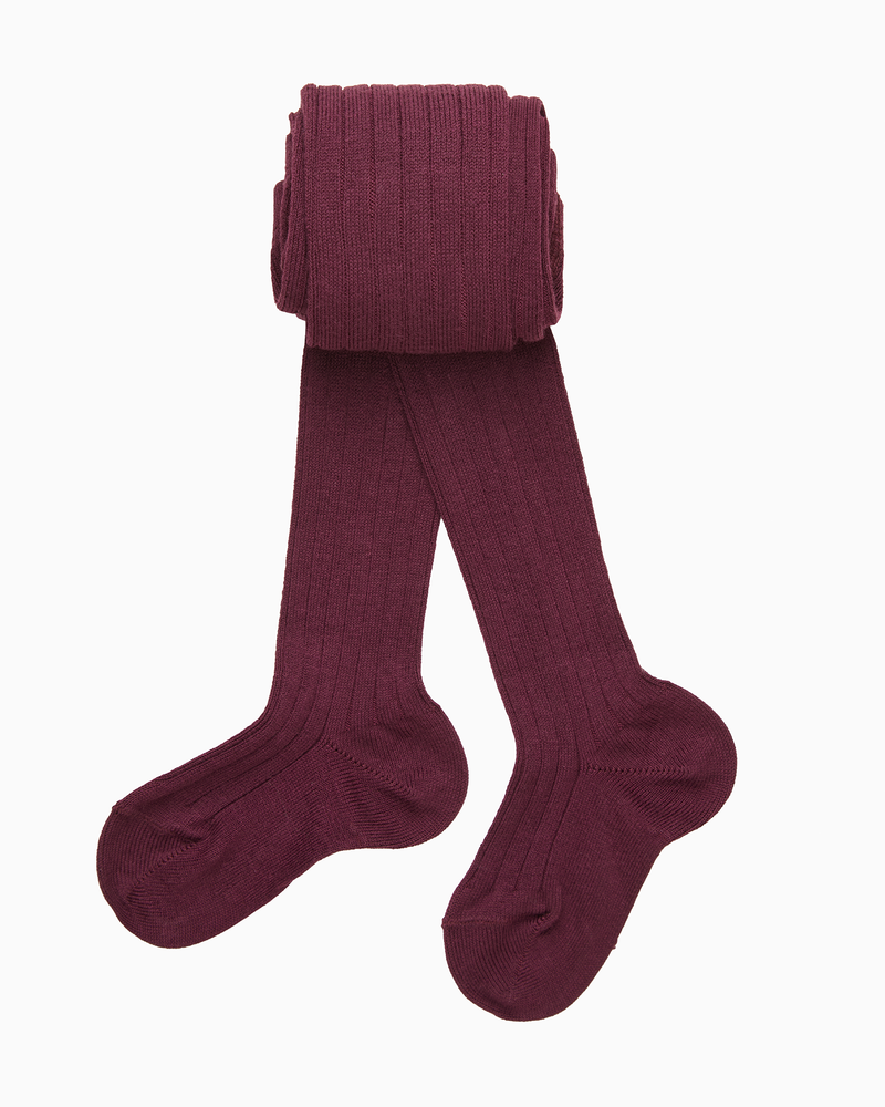 Baby Ribbed Tights in Aubergine