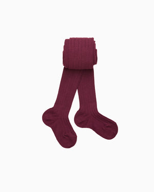Baby Ribbed Tights in Aubergine