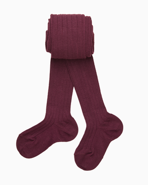Baby Ribbed Tights in Aubergine