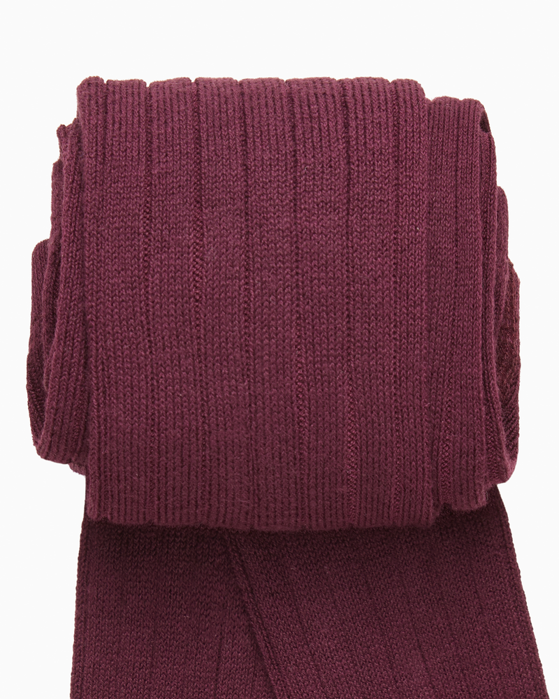 Baby Ribbed Tights in Aubergine