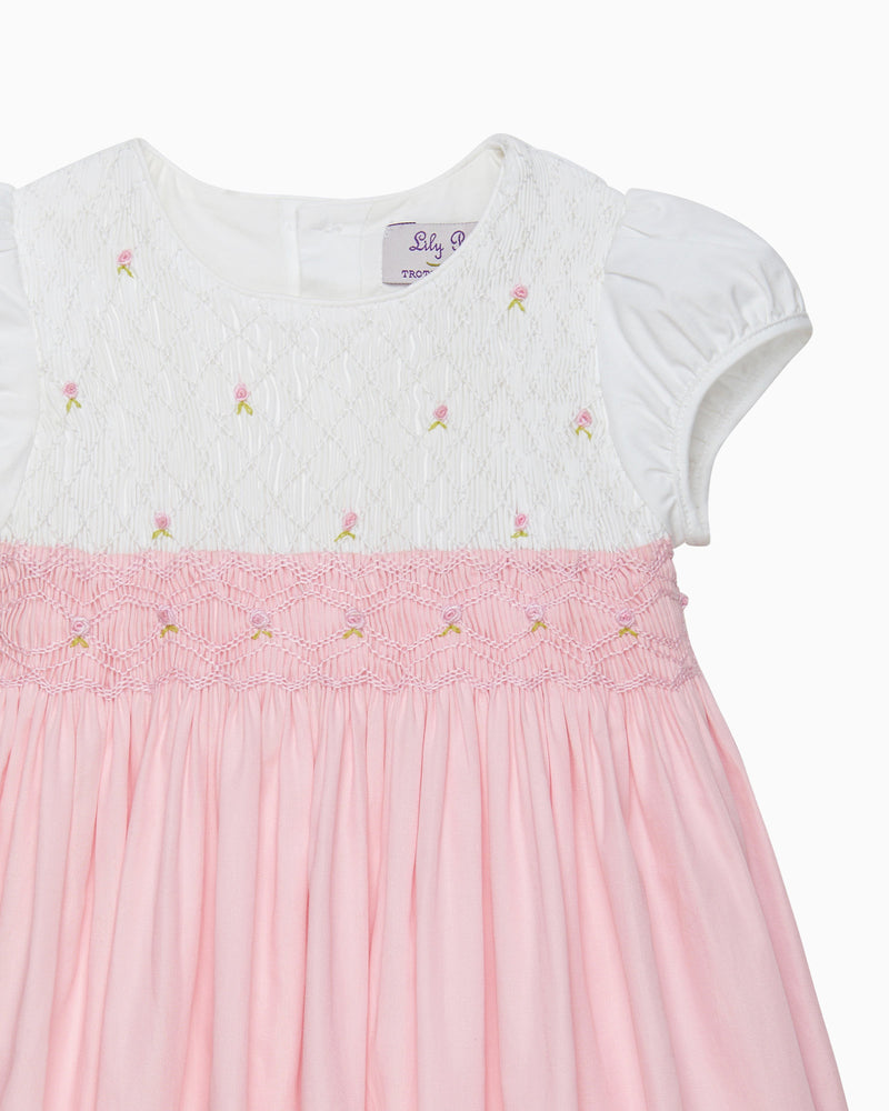 Baby Rose Hand Smocked Dress in Pink
