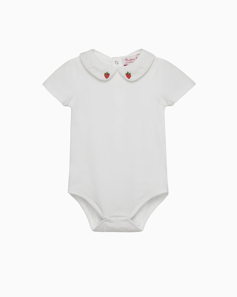 Baby Short-Sleeved Strawberry Embroidered Bodysuit