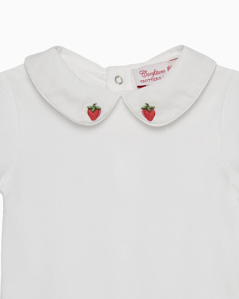 Baby Short-Sleeved Strawberry Embroidered Bodysuit