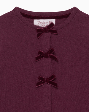 Confiture Cardigan Baby Velvet Bow Cardigan in Claret