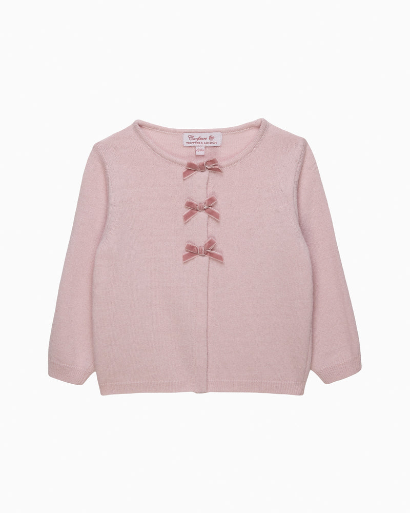 Confiture Cardigan Baby Velvet Bow Cardigan in Pink