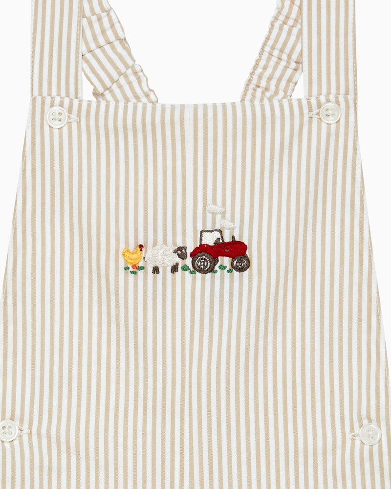 Baby Alexander Bib Shorts in Oatmeal Stripe