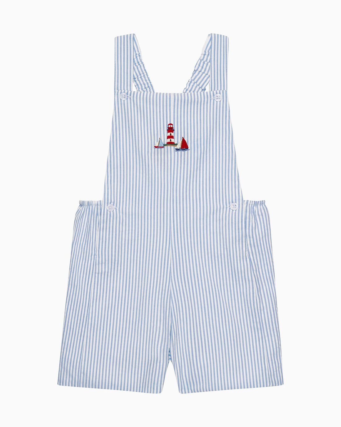 Chelsea Clothing Co Dungarees Baby Atticus Bib Shorts in Blue Stripe