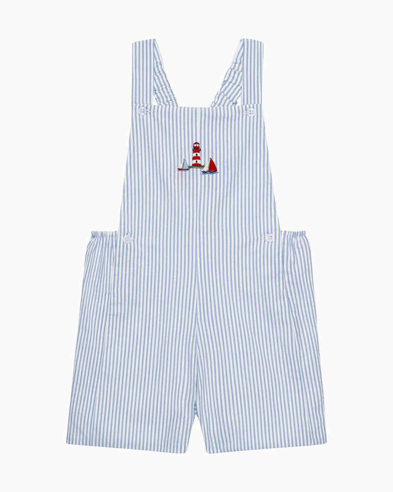 Chelsea Clothing Co Dungarees Baby Atticus Bib Shorts in Blue Stripe