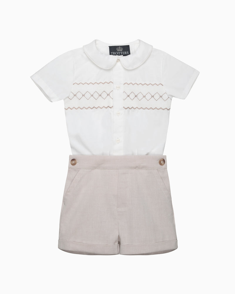 The Rupert Smocked Set in Oatmeal