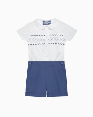The Rupert Smocked Set in French Navy
