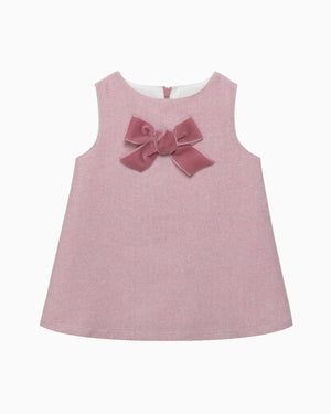 Confiture Dress Baby Georgina Bow Dress in Pink Herringbone