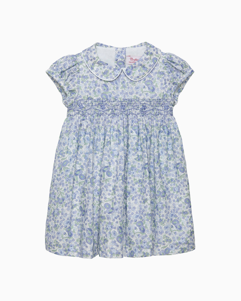 Baby Arabella Floral Smocked Dress in Blue