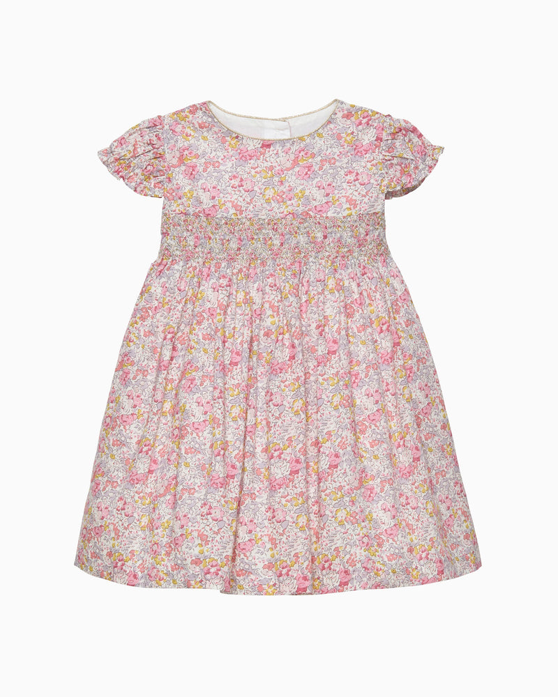 Lily Rose Gold Dress Baby Smocked Party Dress in Claire Aude