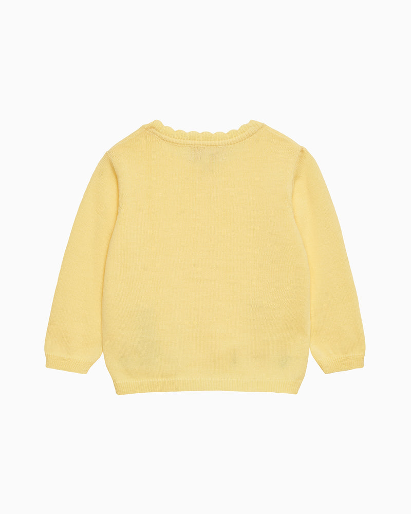 Baby Duck and Bunny Cardigan in Lemon