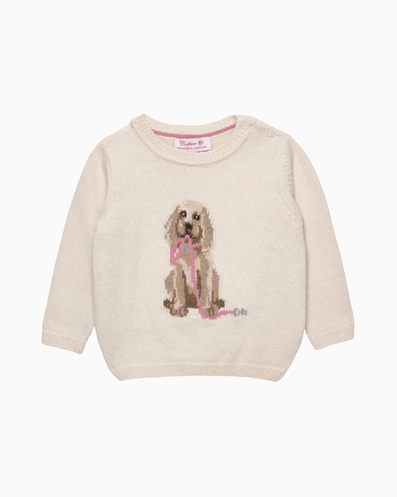 Confiture Jumper Baby Puppy Jumper in Winter White