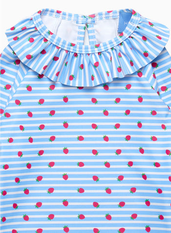 Baby Swimsuit in Blue Strawberry Stripe