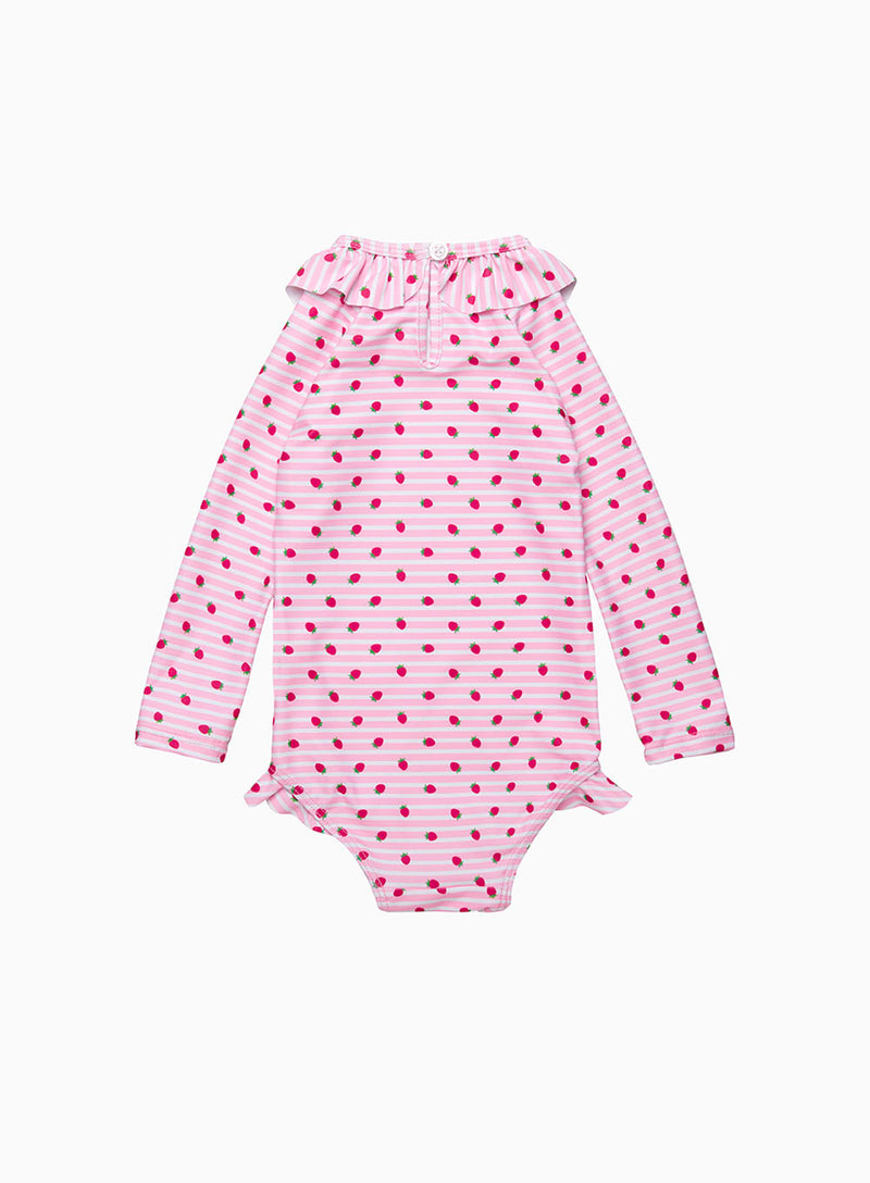 Baby Swimsuit in Pink Strawberry Stripe