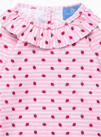 Baby Swimsuit in Pink Strawberry Stripe