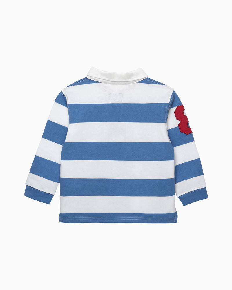 Baby Nicholas Rugby Shirt in Denim Blue/White