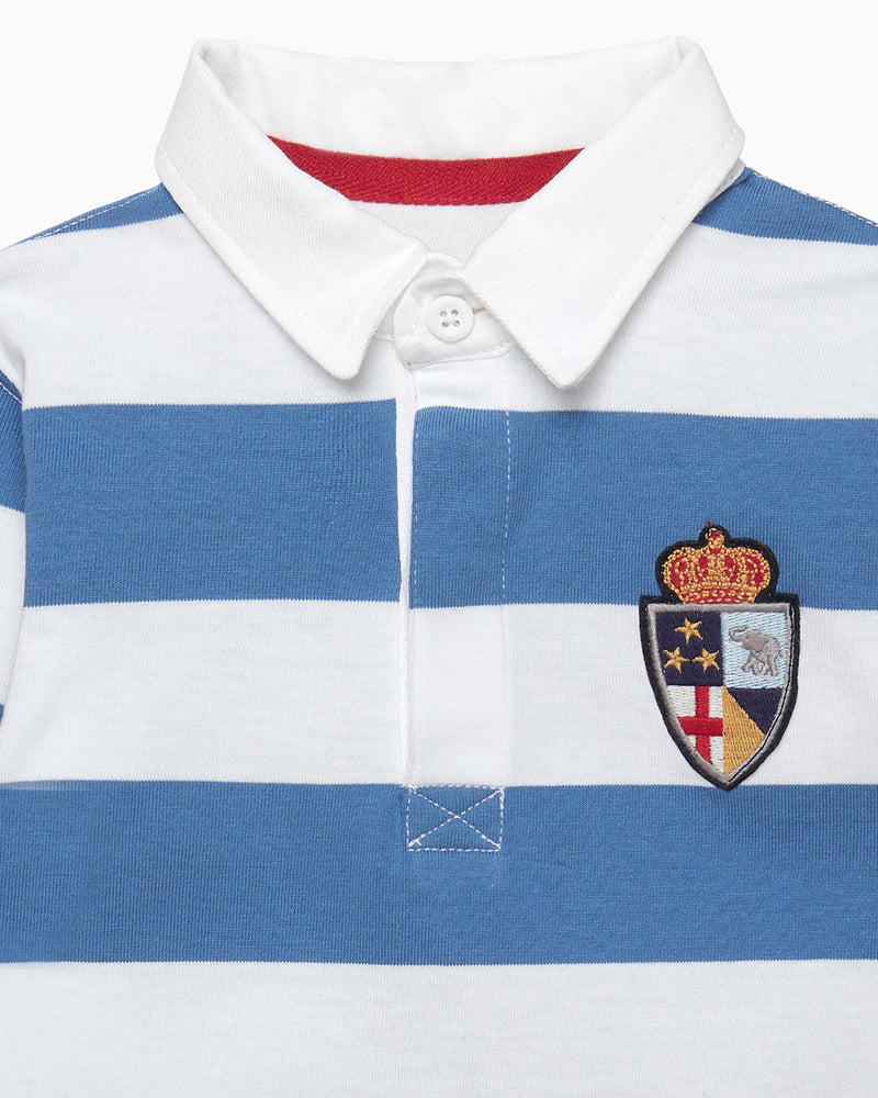 Baby Nicholas Rugby Shirt in Denim Blue/White