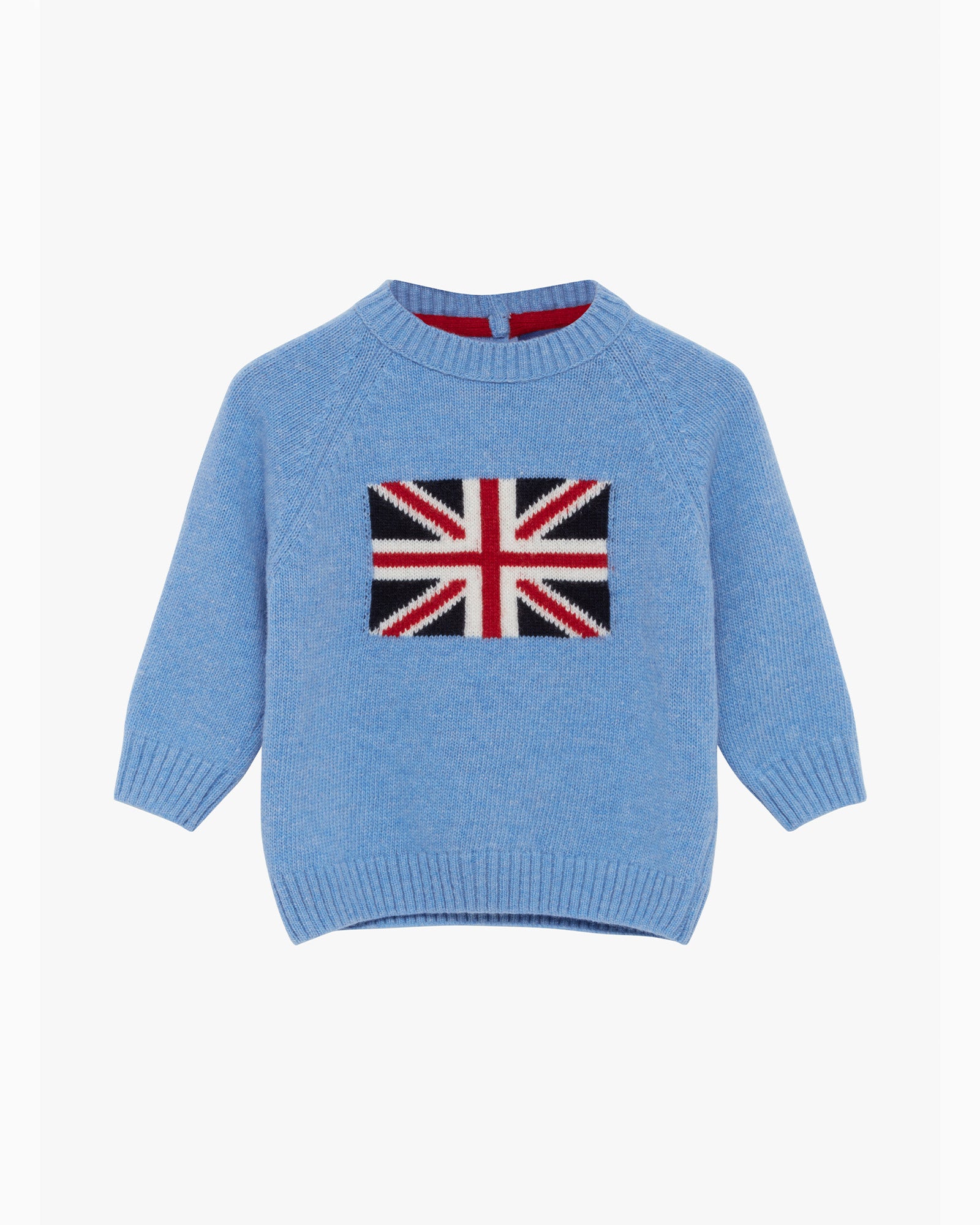 Baby George Union Jack Sweater in Blue | Trotters London