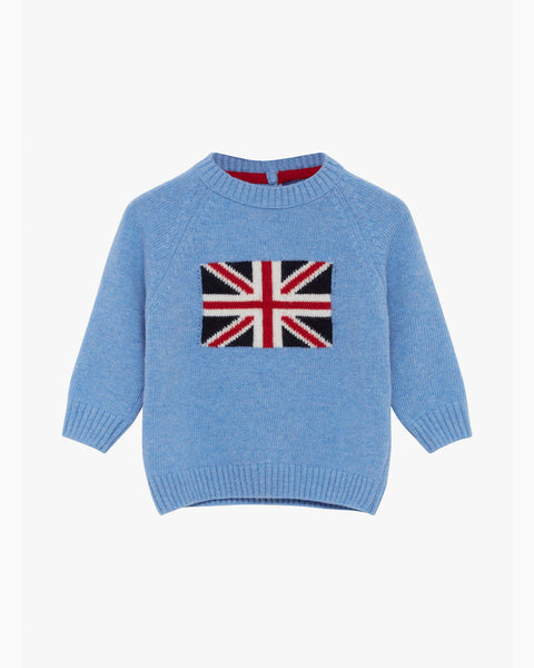 Baby George Union Jack Sweater in Blue Trotters London