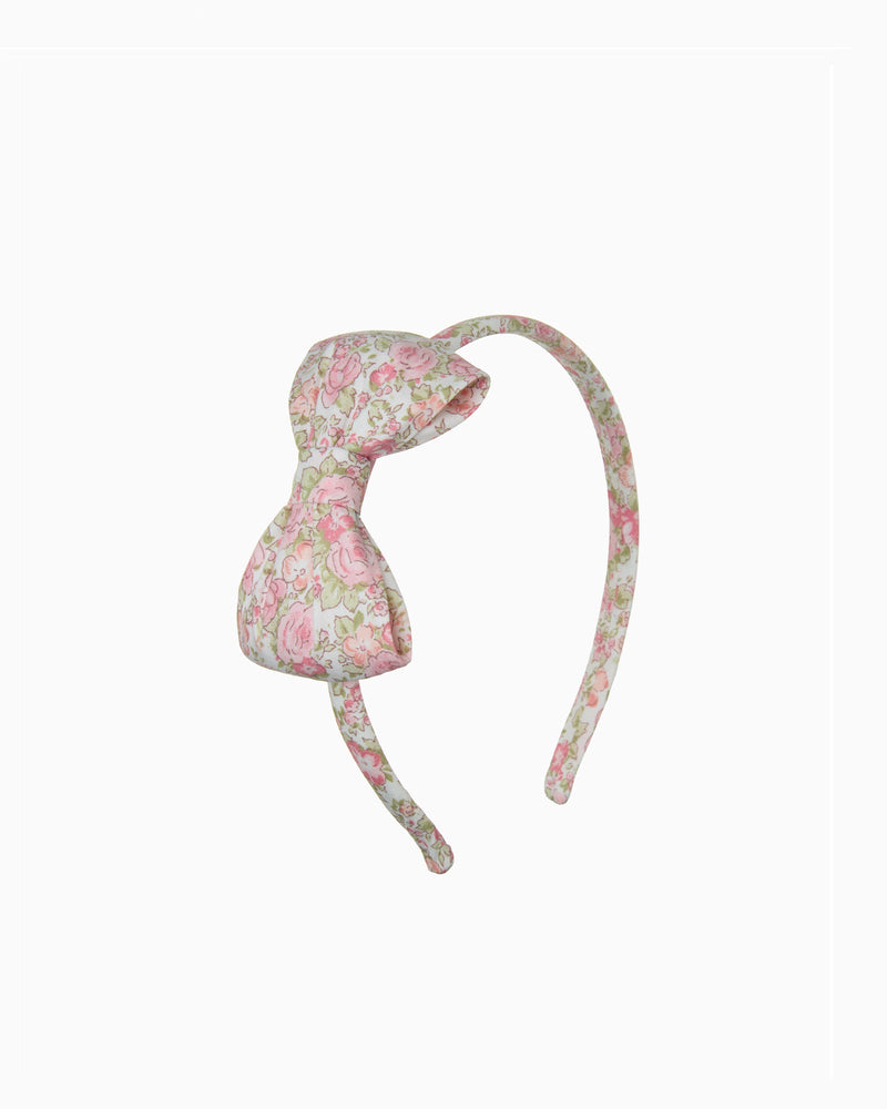 Lily Rose Alice Bands Big Bow Alice Band in Peach Rose Floral