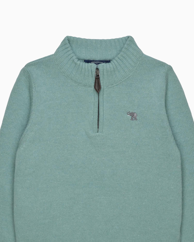 Calum Half Zip sweater in Teal