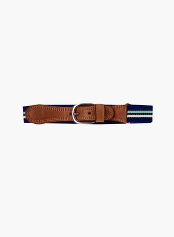 Elasticated Belt in Navy/Sage Stripe