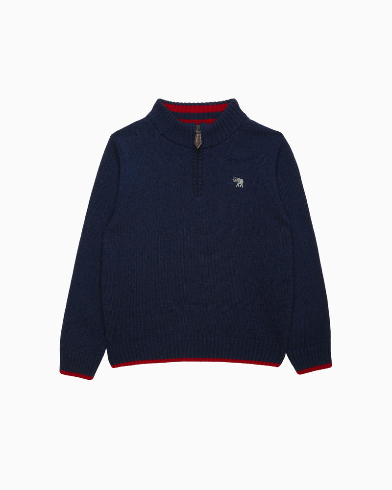 Calum Half Zip Sweater in Navy