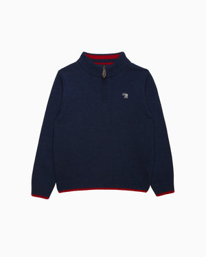 Calum Half Zip Sweater in Navy