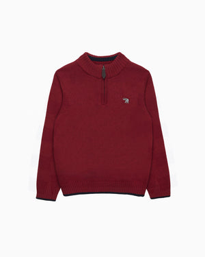 Calum Half-Zip Sweater in Red