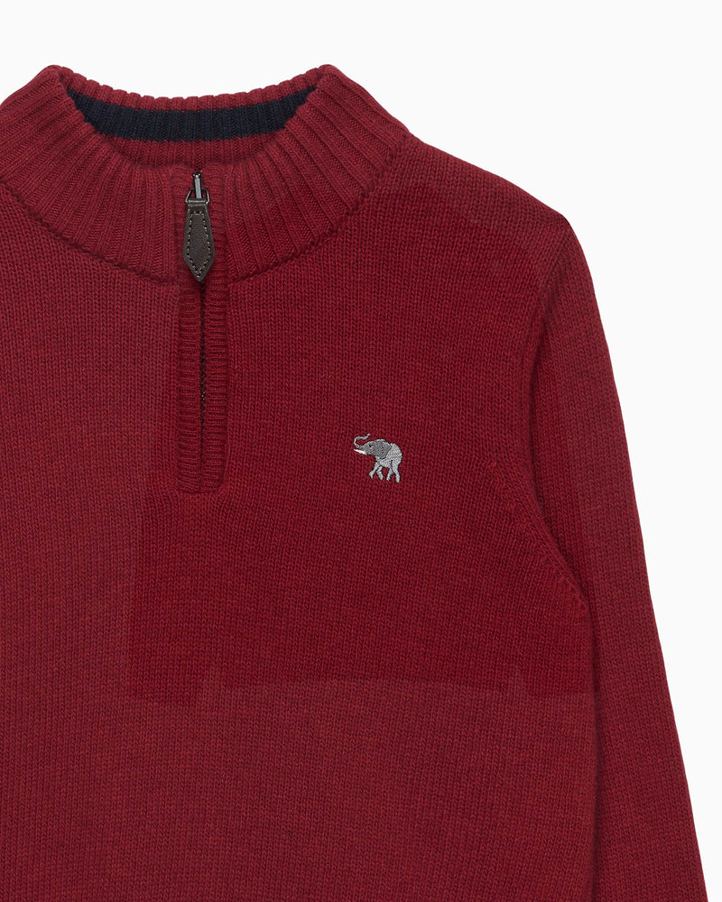 Calum Half-Zip Sweater in Red