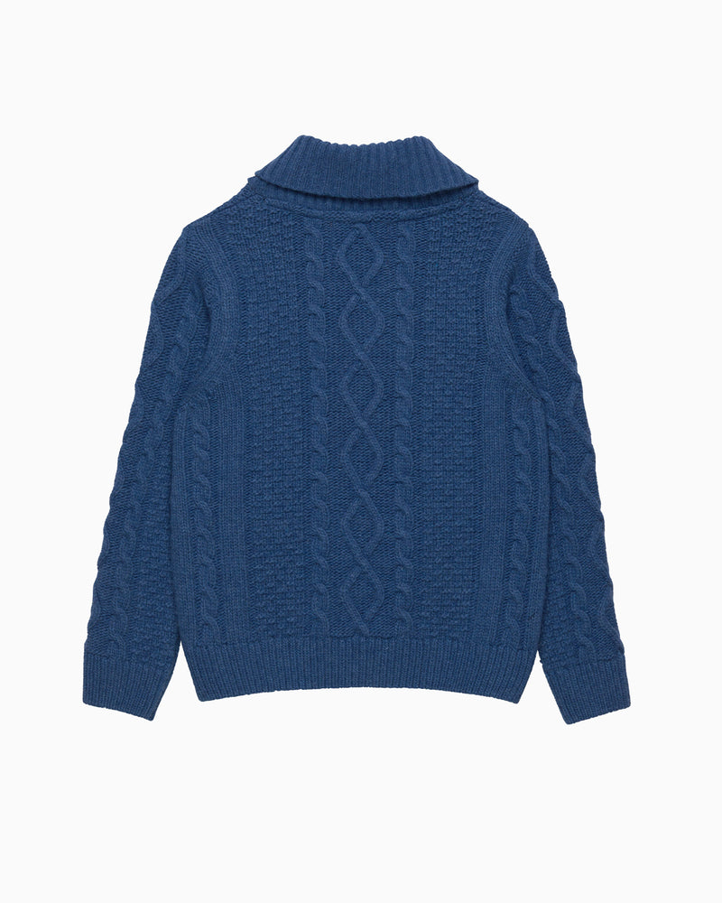 Finn Shawl Collar Sweater in Denim Blue Marl