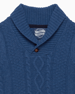 Finn Shawl Collar Sweater in Denim Blue Marl