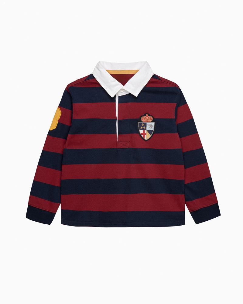Chelsea Clothing Company Top Nicholas Rugby Shirt in Red/Navy Stripe