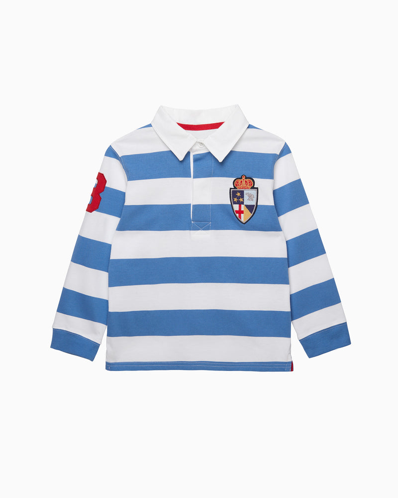 Nicholas Rugby Shirt in Denim Blue/White