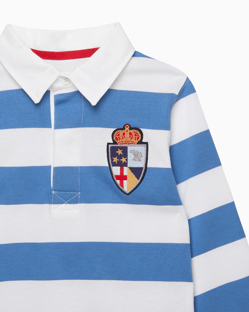 Nicholas Rugby Shirt in Denim Blue/White
