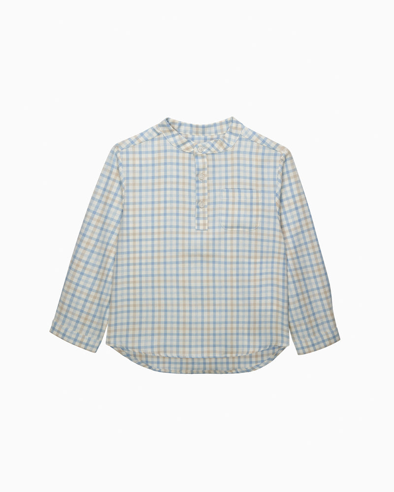Chelsea Clothing Company Shirt Oscar Shirt in Pale Blue/Oatmeal Check