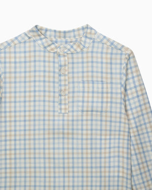 Chelsea Clothing Company Shirt Oscar Shirt in Pale Blue/Oatmeal Check