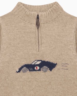 Chelsea Clothing Company Jumper Sebastian Car Half Zip Jumper in Oatmeal