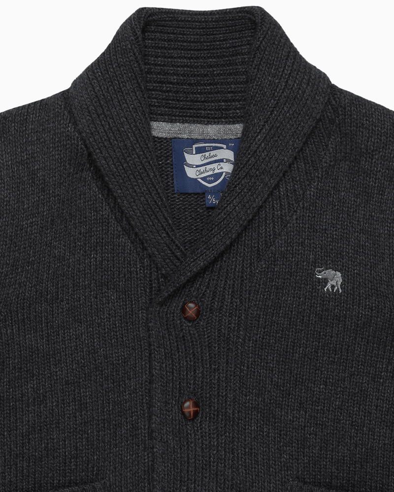Chelsea Clothing Company Cardigan Stanley Shawl Collar Cardigan in Charcoal