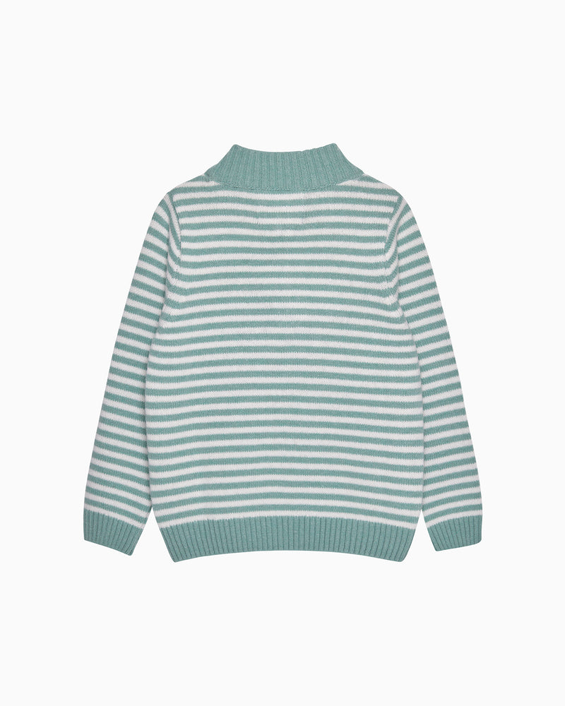 Calum Half-Zip Sweater in Sage Stripe