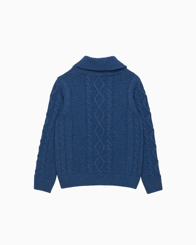 Finn Shawl Collar Sweater in Denim Blue Marl