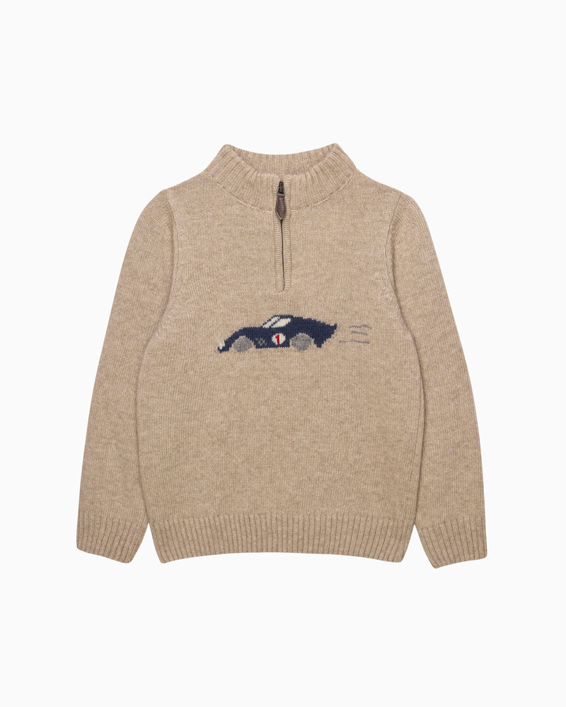 Chelsea Clothing Company Jumper Sebastian Car Half Zip Jumper in Oatmeal