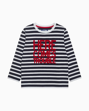 Chelsea Clothing Company Sweatshirt Here Comes Trouble Top