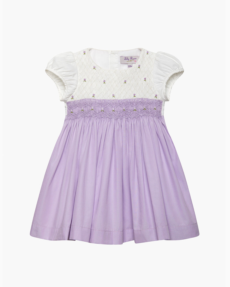 Baby Rose Hand Smocked Dress in Lilac