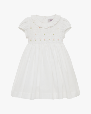 Baby Willow Rose Hand Smocked Dress in White