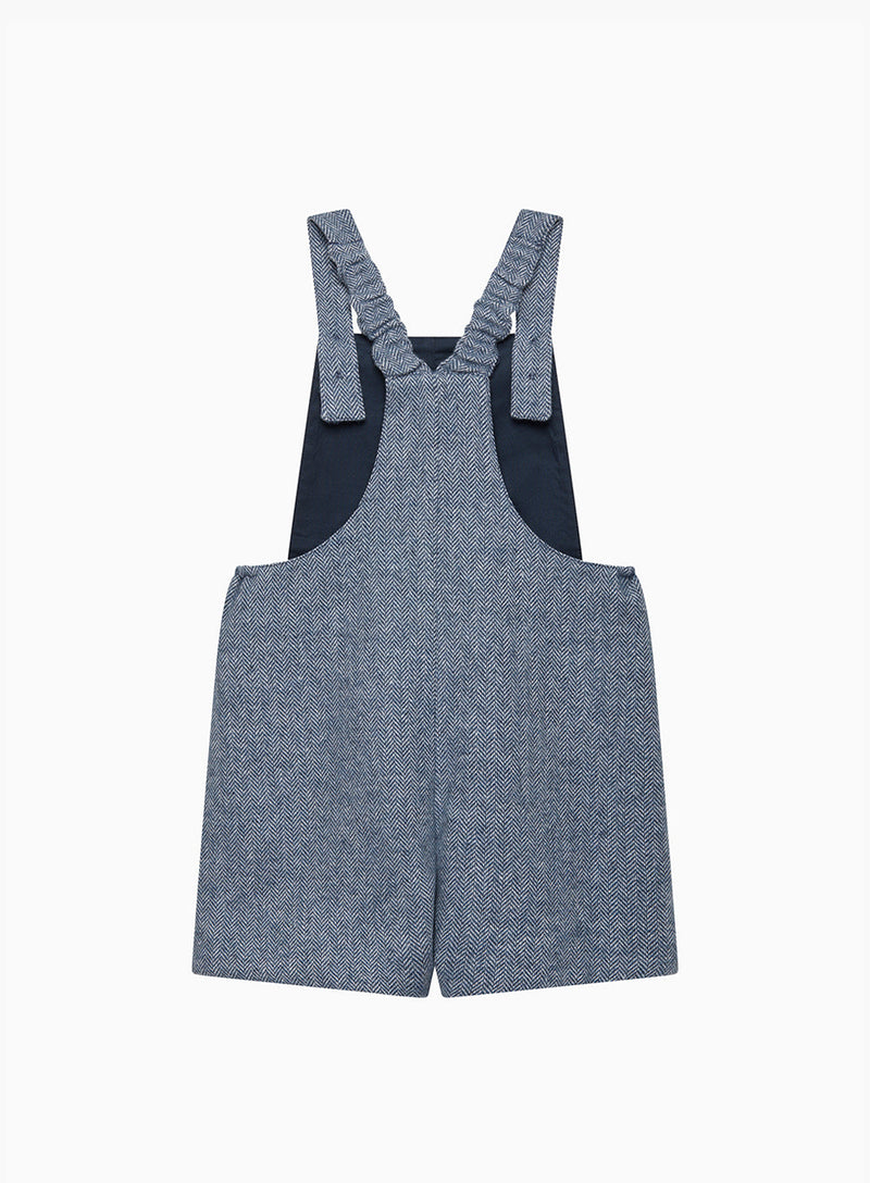 Baby Alfie Bib Shorts in Blue Herringbone